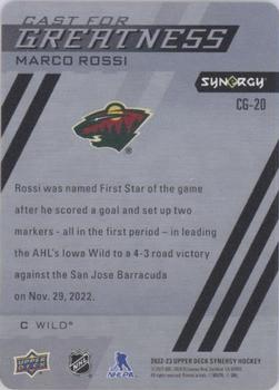 2022-23 Upper Deck Synergy - Cast for Greatness Purple #CG-20 Marco Rossi Back