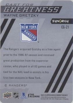 2022-23 Upper Deck Synergy - Cast for Greatness Purple #CG-21 Wayne Gretzky Back