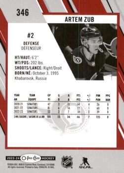 2023-24 O-Pee-Chee - Red Border #346 Artem Zub Back