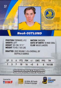 2024 BY Cards IIHF World Junior Championship #37 Noah Ostlund Back