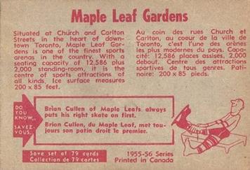 1955-56 Parkhurst #79 Maple Leaf Gardens Back