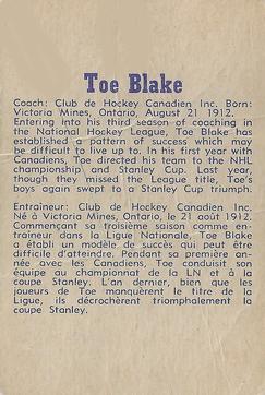 1957-58 Parkhurst #16 Toe Blake Back