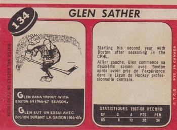 1968-69 O-Pee-Chee #134 Glen Sather Back