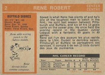 1972-73 O-Pee-Chee #2 Rene Robert Back