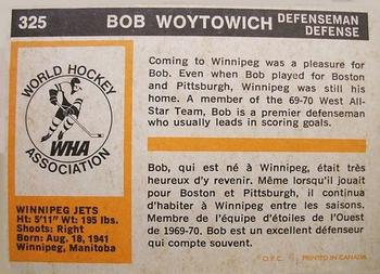 1972-73 O-Pee-Chee #325 Bob Woytowich Back