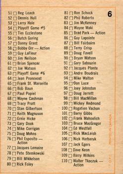 1972-73 O-Pee-Chee #6 1st Series Checklist: 1-110 Back