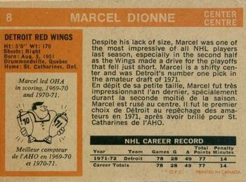 1972-73 O-Pee-Chee #8 Marcel Dionne Back