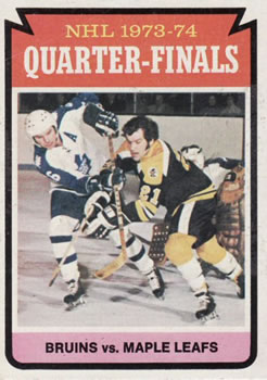 1974-75 Topps #211 Quarterfinals (Bruins vs. Maple Leafs) Front