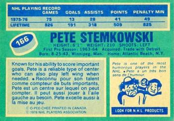 1976-77 O-Pee-Chee #166 Pete Stemkowski Back