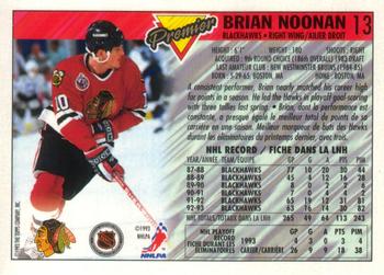 1993-94 O-Pee-Chee Premier - Gold #13 Brian Noonan Back