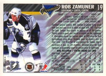 1993-94 O-Pee-Chee Premier - Gold #19 Rob Zamuner Back