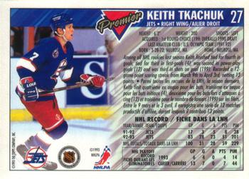 1993-94 O-Pee-Chee Premier - Gold #27 Keith Tkachuk Back
