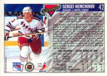 1993-94 O-Pee-Chee Premier - Gold #42 Sergei Nemchinov Back