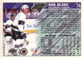 1993-94 O-Pee-Chee Premier - Gold #56 Rob Blake Back
