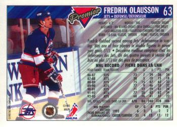 1993-94 O-Pee-Chee Premier - Gold #63 Fredrik Olausson Back