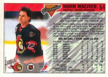 1993-94 O-Pee-Chee Premier - Gold #64 Norm Maciver Back