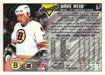 1993-94 O-Pee-Chee Premier - Gold #67 Dave Reid Back