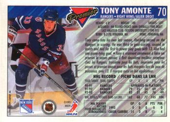 1993-94 O-Pee-Chee Premier - Gold #70 Tony Amonte Back