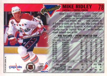 1993-94 O-Pee-Chee Premier - Gold #78 Mike Ridley Back