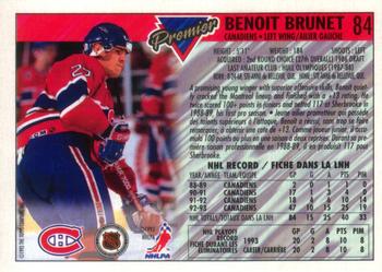 1993-94 O-Pee-Chee Premier - Gold #84 Benoit Brunet Back