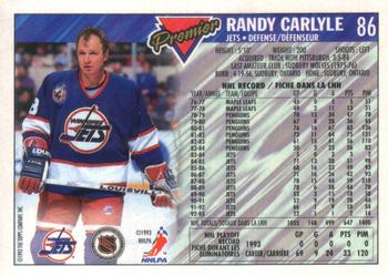 1993-94 O-Pee-Chee Premier - Gold #86 Randy Carlyle Back