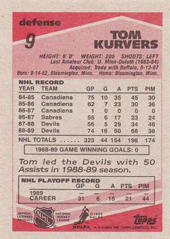 1989-90 Topps #9 Tom Kurvers Back