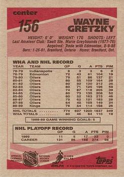 1989-90 Topps #156 Wayne Gretzky Back