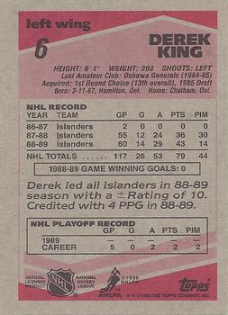 1989-90 Topps #6 Derek King Back