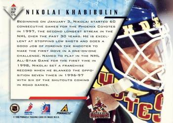 1997-98 Pinnacle Be a Player - Stacking the Pads #13 Nikolai Khabibulin Back