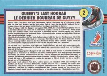 1991-92 O-Pee-Chee #2 Guy Lafleur Back