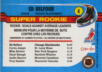 1991-92 O-Pee-Chee #4 Ed Belfour Back