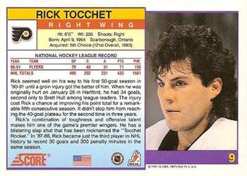 1991-92 Score American #9 Rick Tocchet Back