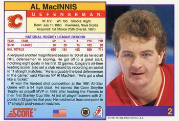 1991-92 Score American #2 Al MacInnis Back