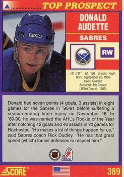 1991-92 Score American #389 Donald Audette Back