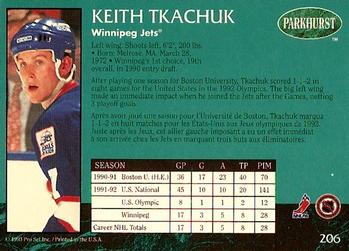1992-93 Parkhurst #206 Keith Tkachuk Back