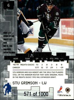 1999-00 Be a Player Millennium Signature Series - Ruby #6 Stu Grimson Back