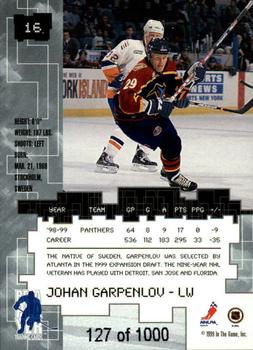 1999-00 Be a Player Millennium Signature Series - Ruby #16 Johan Garpenlov Back