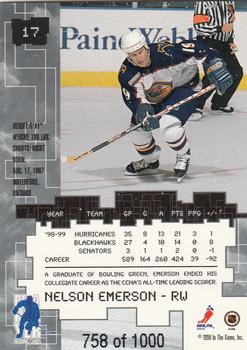 1999-00 Be a Player Millennium Signature Series - Ruby #17 Nelson Emerson Back