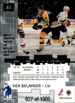 1999-00 Be a Player Millennium Signature Series - Ruby #21 Ken Belanger Back