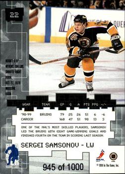 1999-00 Be a Player Millennium Signature Series - Ruby #22 Sergei Samsonov Back