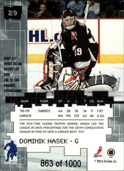 1999-00 Be a Player Millennium Signature Series - Ruby #29 Dominik Hasek Back