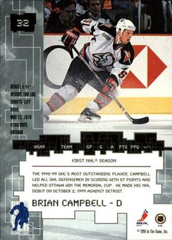 1999-00 Be a Player Millennium Signature Series - Ruby #32 Brian Campbell Back
