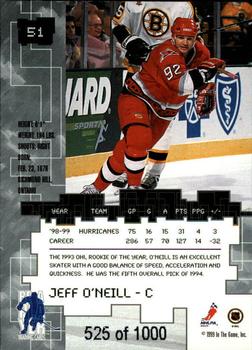 1999-00 Be a Player Millennium Signature Series - Ruby #51 Jeff O'Neill Back