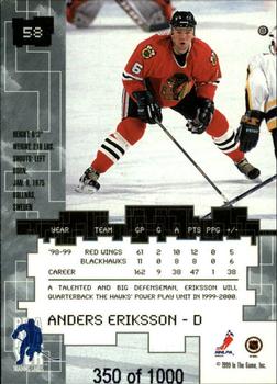 1999-00 Be a Player Millennium Signature Series - Ruby #58 Anders Eriksson Back