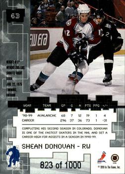 1999-00 Be a Player Millennium Signature Series - Ruby #63 Shean Donovan Back