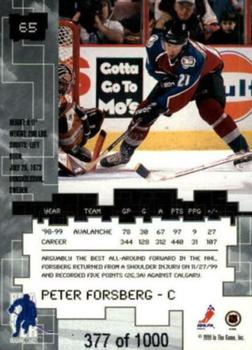1999-00 Be a Player Millennium Signature Series - Ruby #65 Peter Forsberg Back