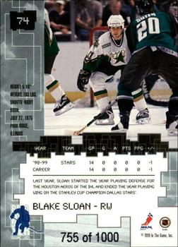 1999-00 Be a Player Millennium Signature Series - Ruby #74 Blake Sloan Back
