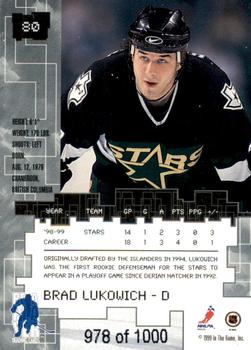 1999-00 Be a Player Millennium Signature Series - Ruby #80 Brad Lukowich Back