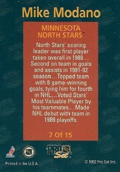 1992-93 Pro Set - Gold Team Leaders #7 Mike Modano Back