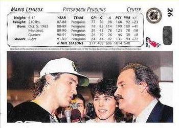 1992-93 Upper Deck #26 Mario Lemieux Back